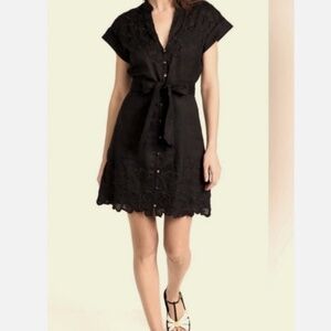 $598 Veronica Beard Women's Black Archie Floral Embroidered Dress Sz 0